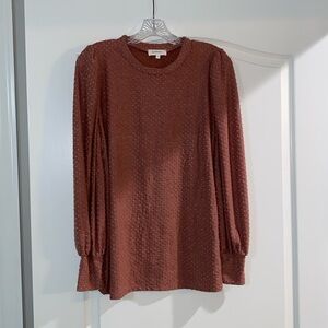 Woman’s long sleeve mauve Bohme brand top size L new